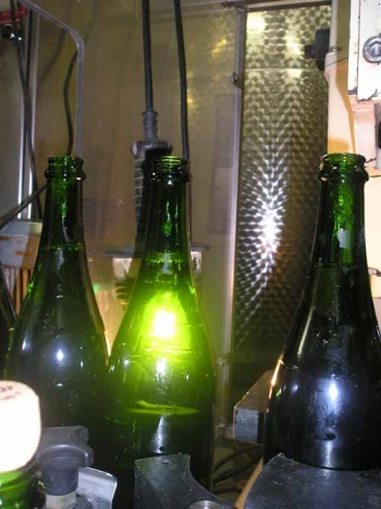 Champagne FAY Michel - Les bouteilles sont bouchées et muselées avant d'être remuée